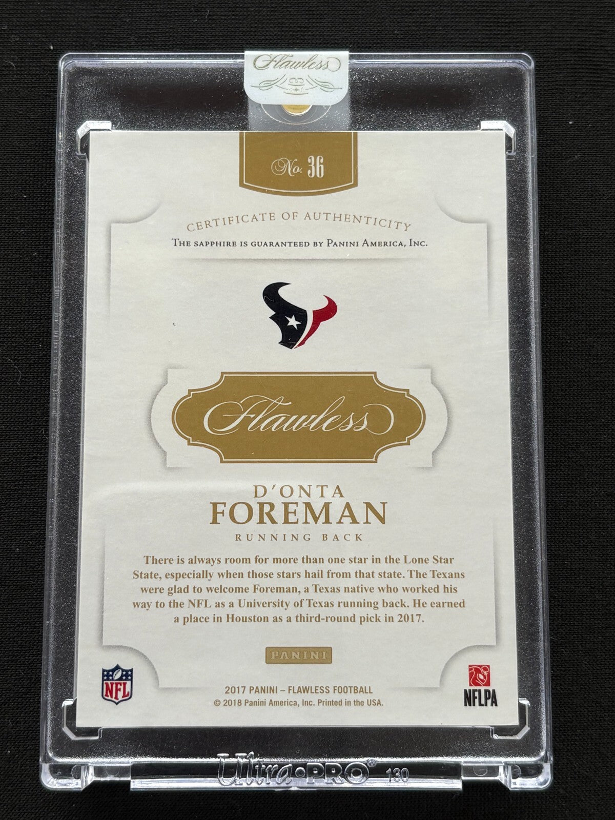 D'onta Foreman 2017 Flawless Sapphire Gem RC Texas Longhorns Houston Texans 6/15