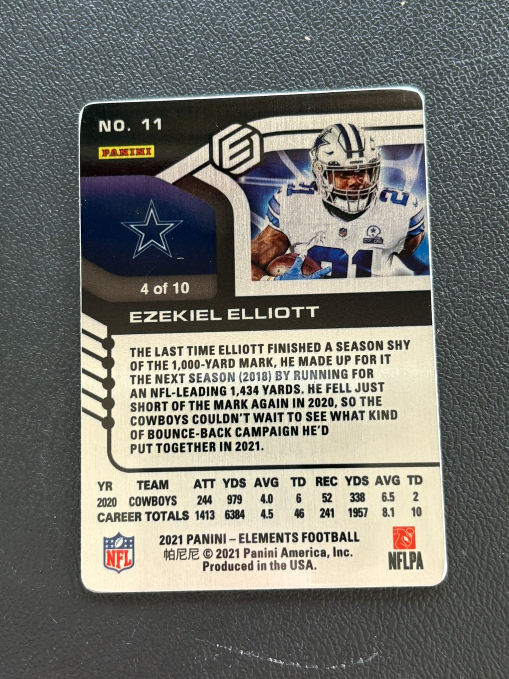 Ezekiel Elliott 2021 Elements NEON SSP SHORTPRINT Dallas Cowboys 4/10