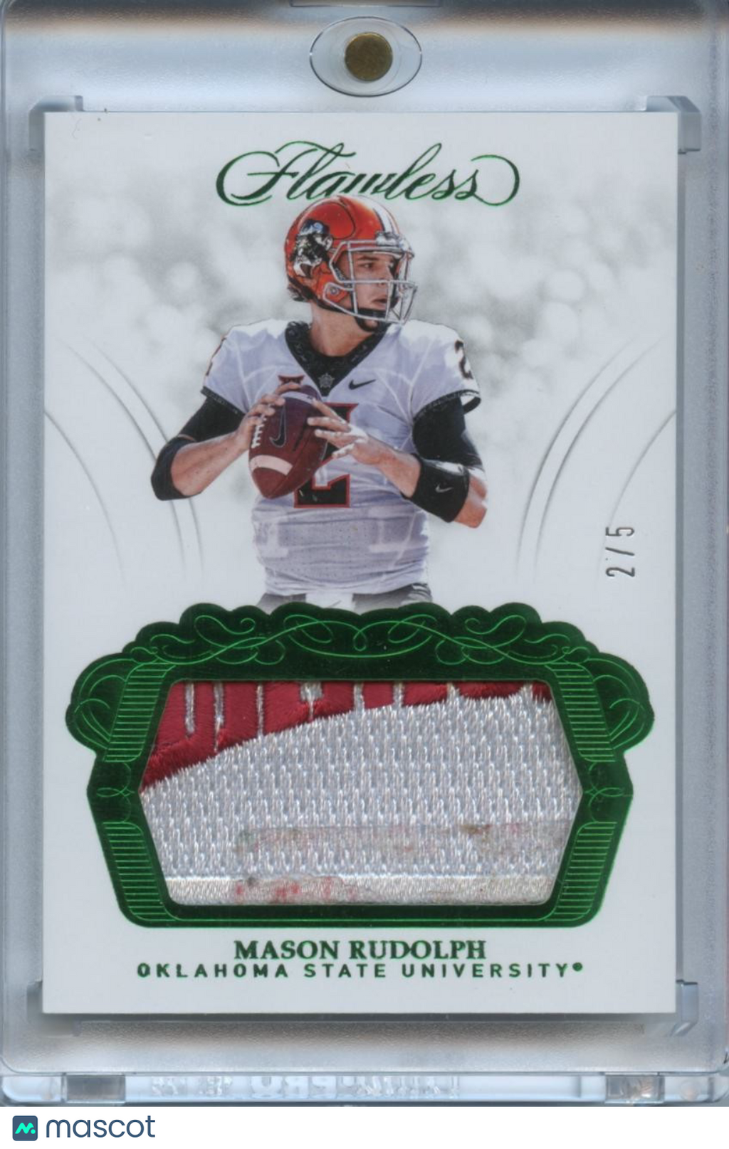 Mason Rudolph 2018 Flawless Emerald LOGO Patch RC Oklahoma State Cowboys 2/5