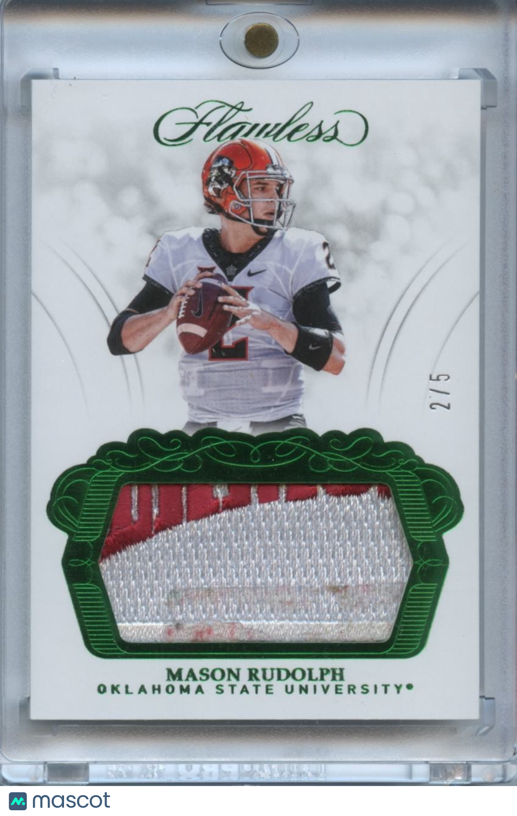 Mason Rudolph 2018 Flawless Emerald LOGO Patch RC Oklahoma State Cowboys 2/5