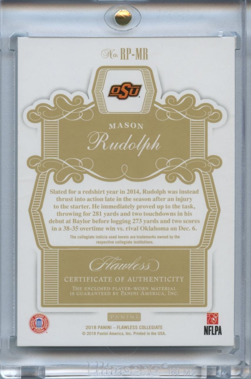Mason Rudolph 2018 Flawless Emerald LOGO Patch RC Oklahoma State Cowboys 2/5