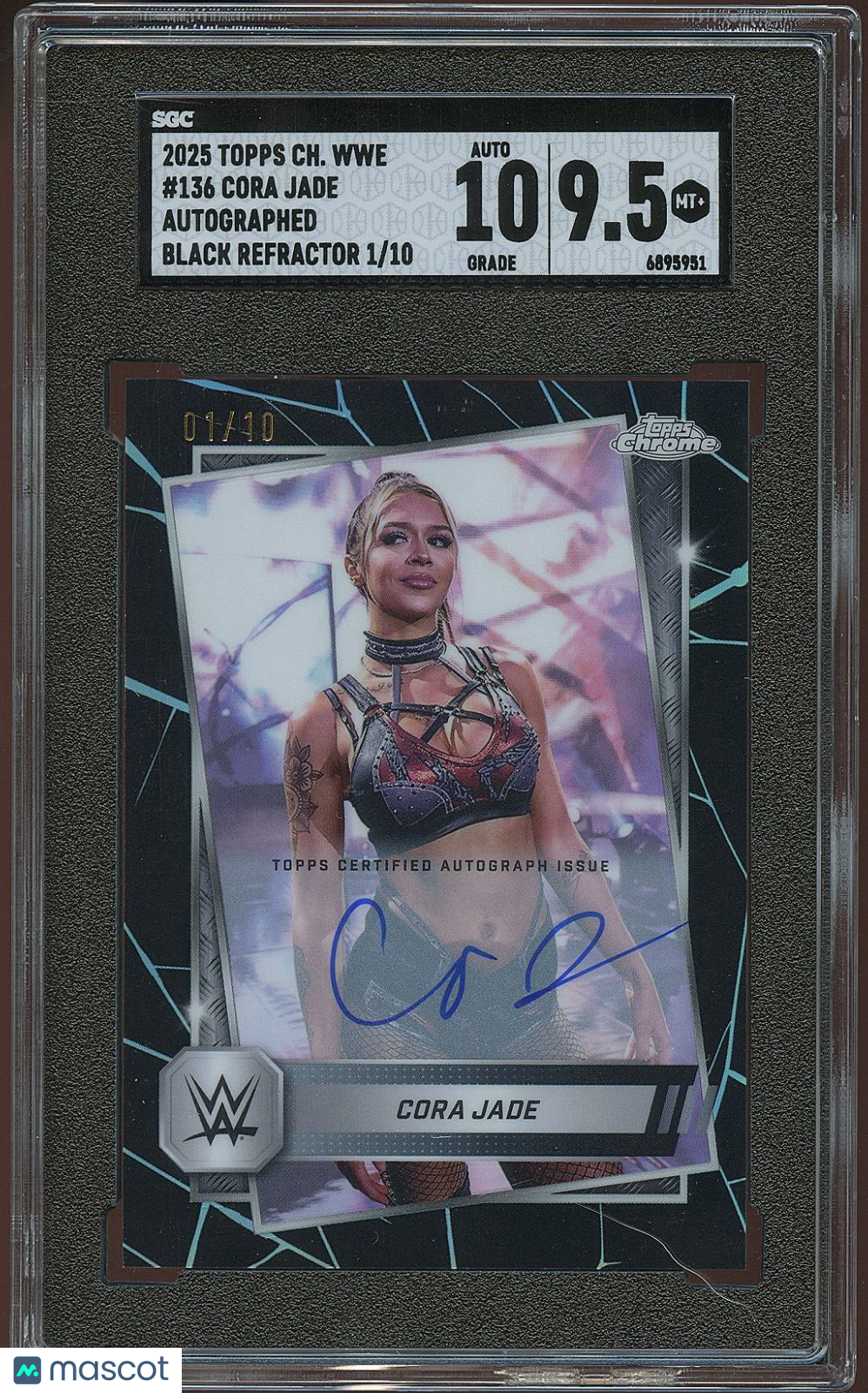 Cora Jade 2025 Topps Chrome Black Refractor Auto Autograph WWE 1/10 SGC 9.5 10