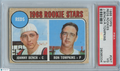 Johnny Bench / Tompkins 1968 Topps Rookie Stars RC Cincinnati Reds #247 PSA 3