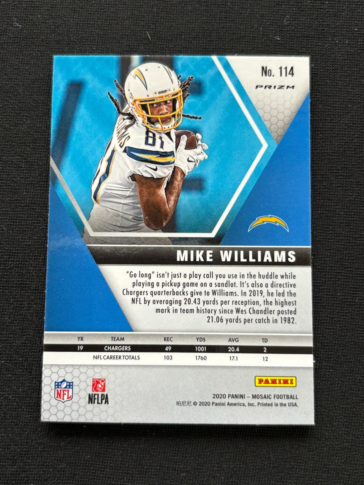 Mike Williams 2020 Mosaic Genesis Prizm SSP Shortprint Los Angeles Chargers #114