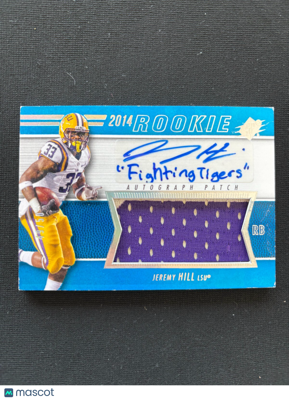 Jeremy Hill 2014 SPx Inscription Auto Autograph SSP Jersey Patch LSU Tigers /50