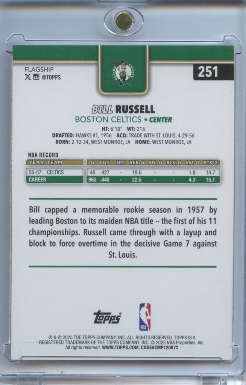 Bill Russell 2025-26 Topps Orange SSP Boston Celtics 13/25 #251