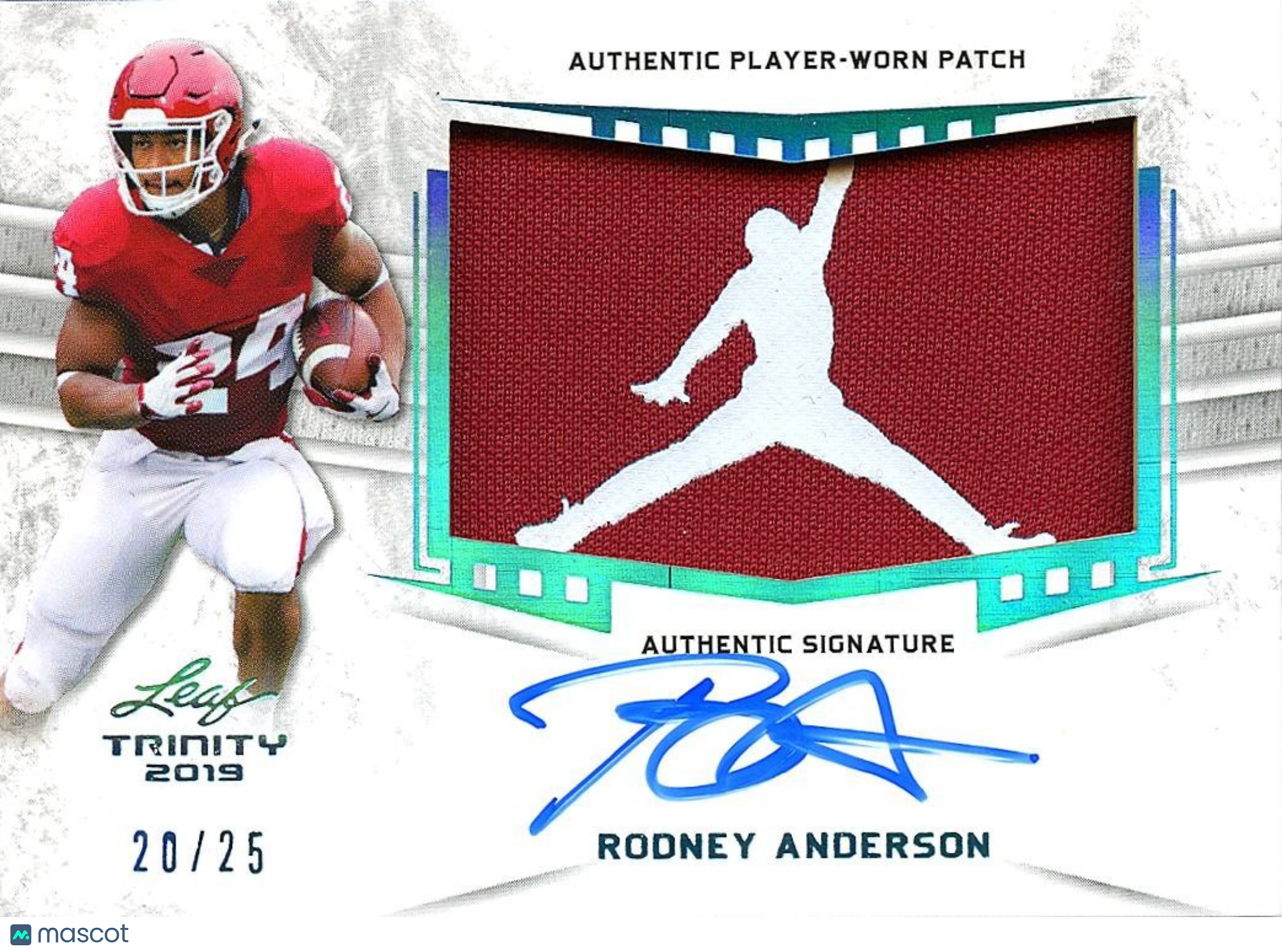 Rodney Anderson 2019 Leaf Trinity Auto Autograph Jordan LOGO Patch Sooners 20/25