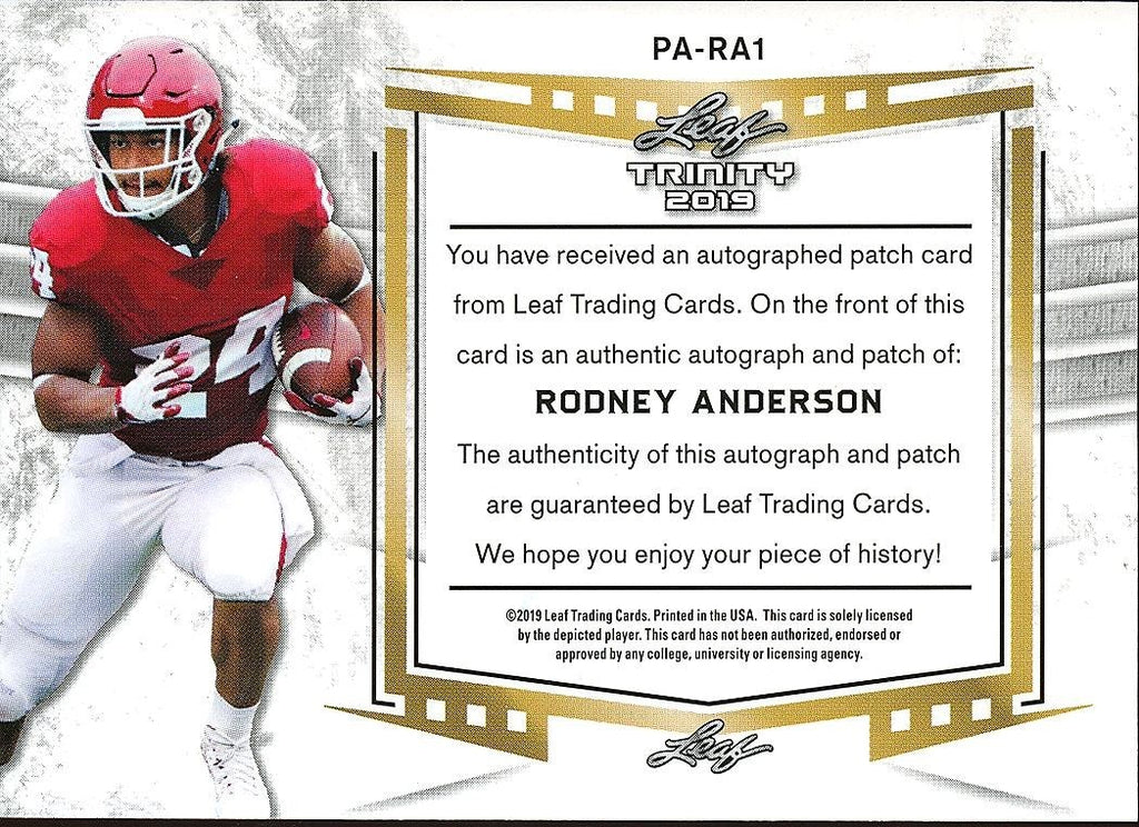 Rodney Anderson 2019 Leaf Trinity Auto Autograph Jordan LOGO Patch Sooners 20/25
