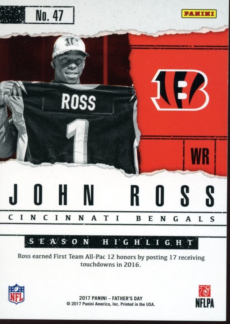 John Ross III 2017 Panini Father's Day Cracked Ice Rookie RC Bengals 23/25