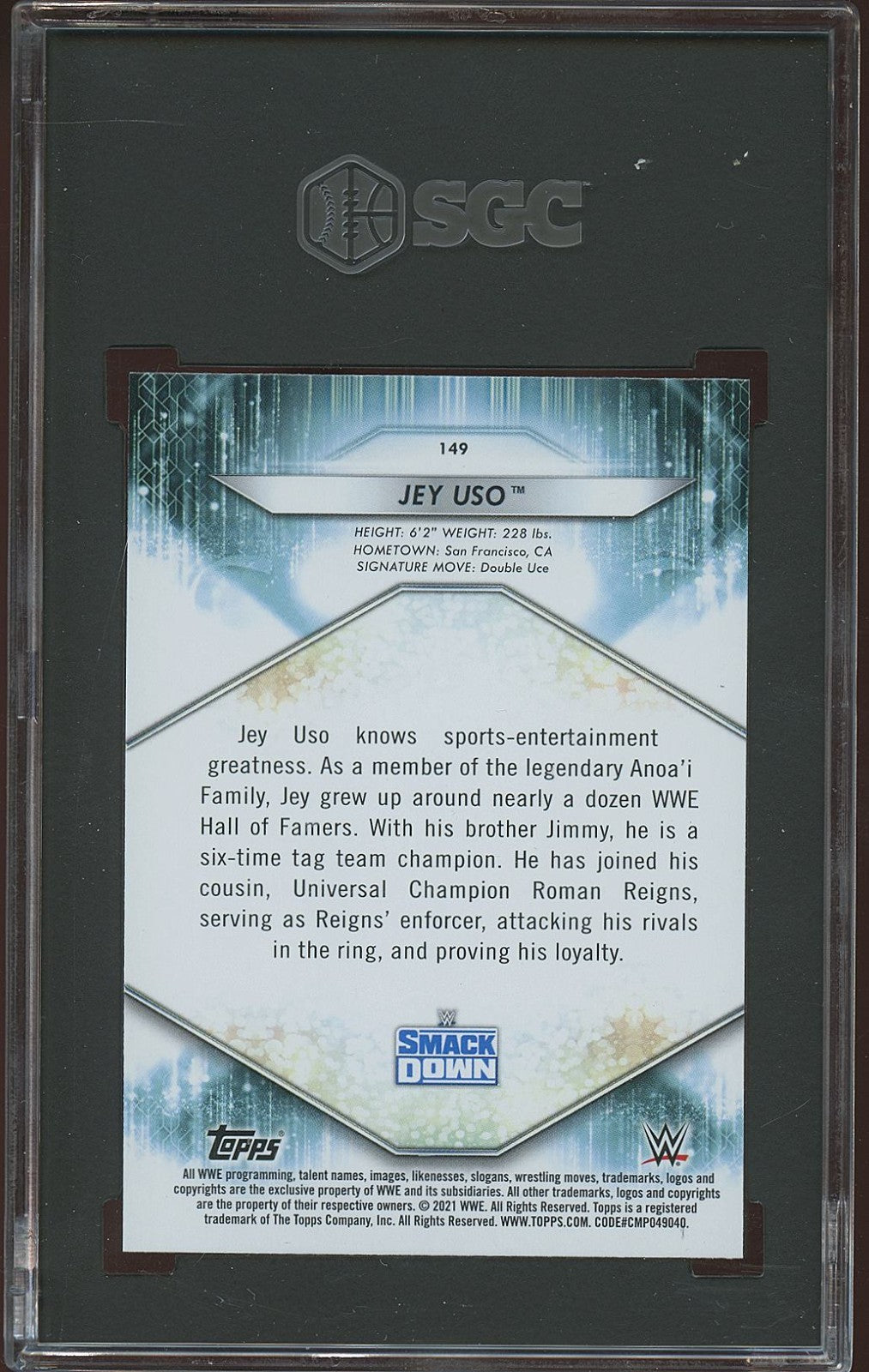 Jey Uso 2021 Topps Foilboard SSP WWE Wrestling #149 SGC 9.5
