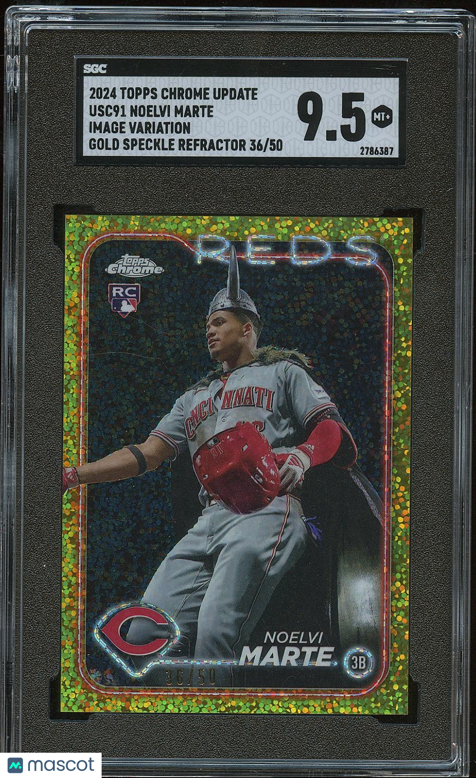 Noelvi Marte 2024 Topps Chrome Image Variation GOLD Refractor Reds 36/50 SGC 9.5