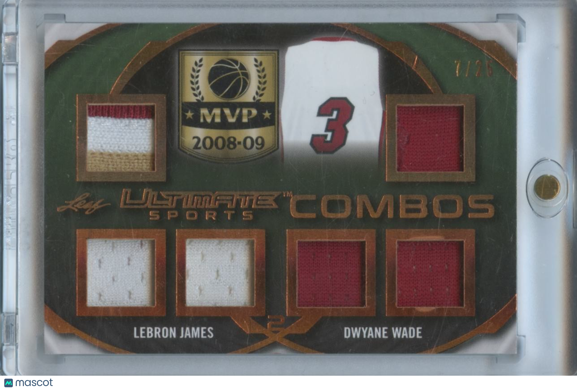 Lebron James / Dwyane Wade 2019 Leaf Ultimate Game Worn Patch Heat Cavaliers /25