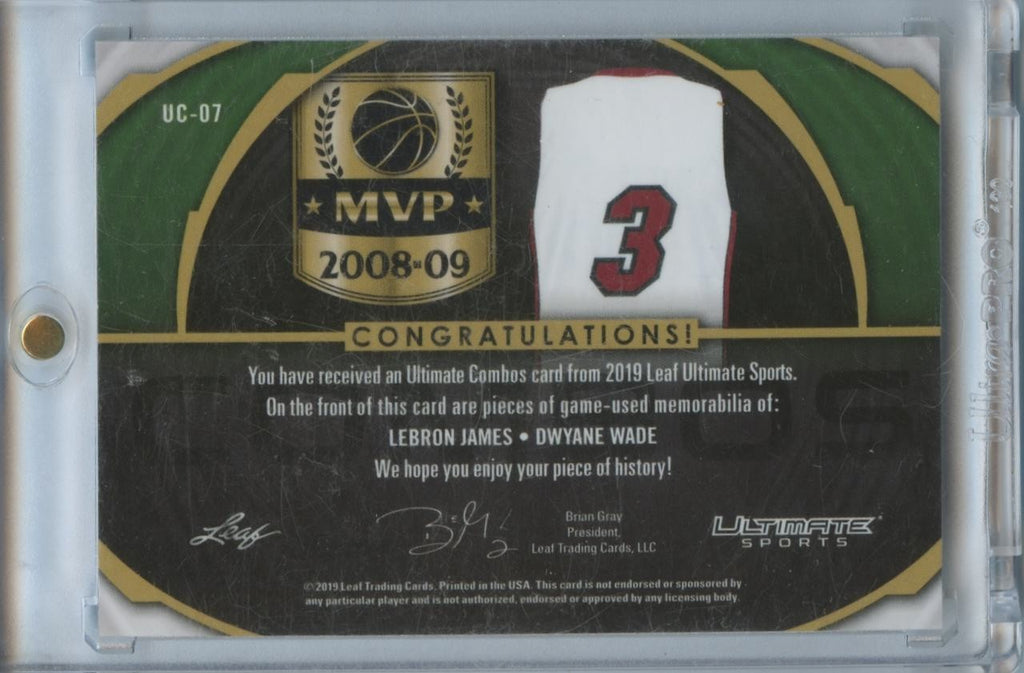 Lebron James / Dwyane Wade 2019 Leaf Ultimate Game Worn Patch Heat Cavaliers /25