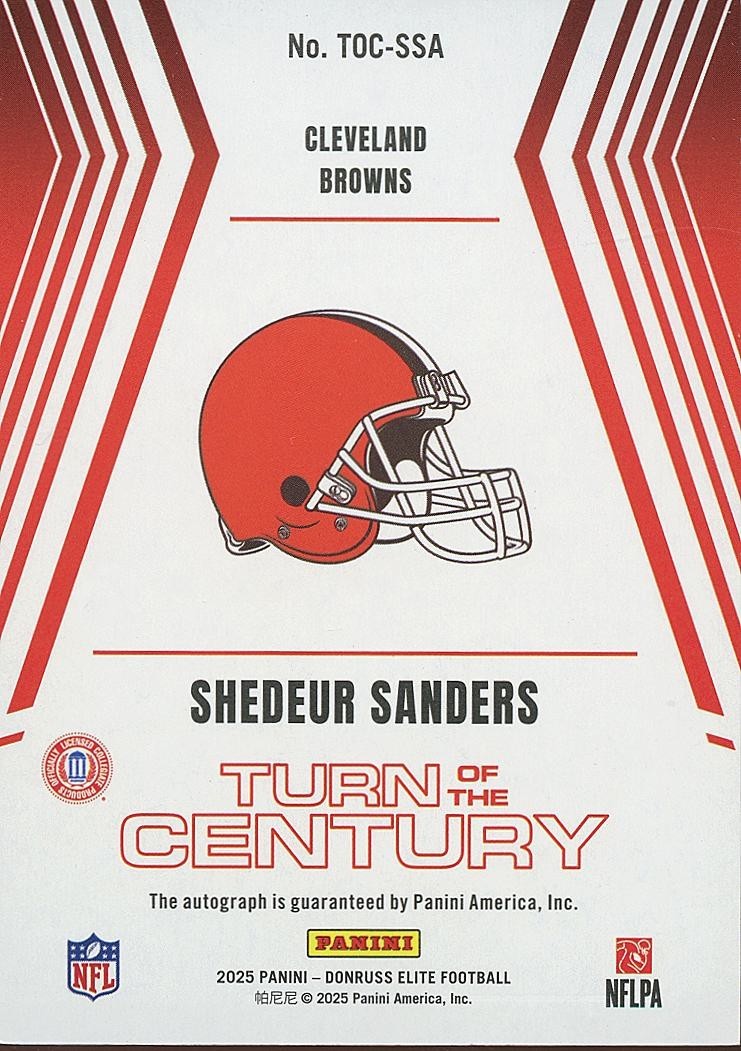 Shedeur Sanders 2025 Elite Auto Autograph Rookie RC Colorado Buffaloes 177/499