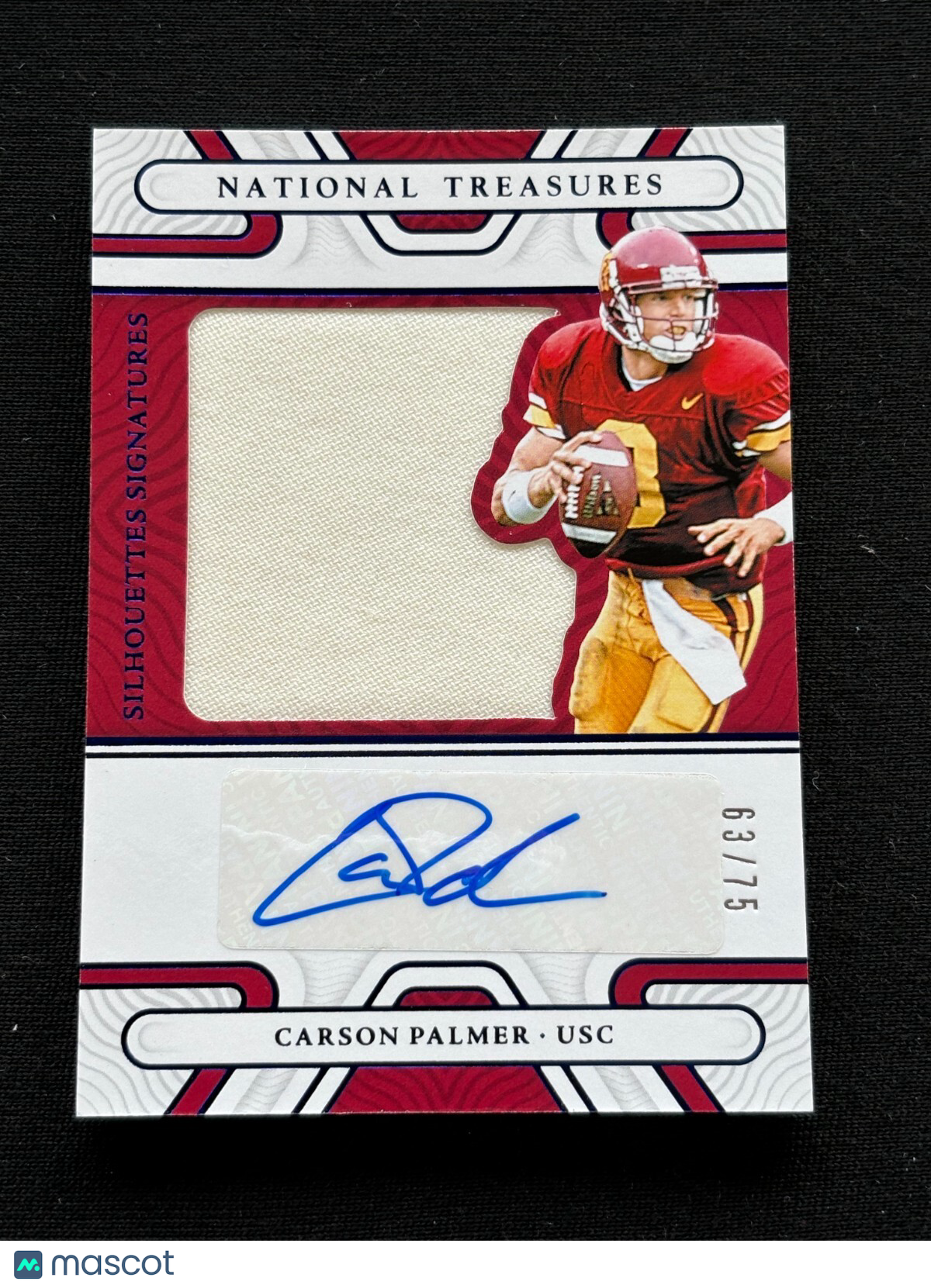 Carson Palmer 2022 National Treasures Auto Autograph Game Worn Jersey USC 63/75