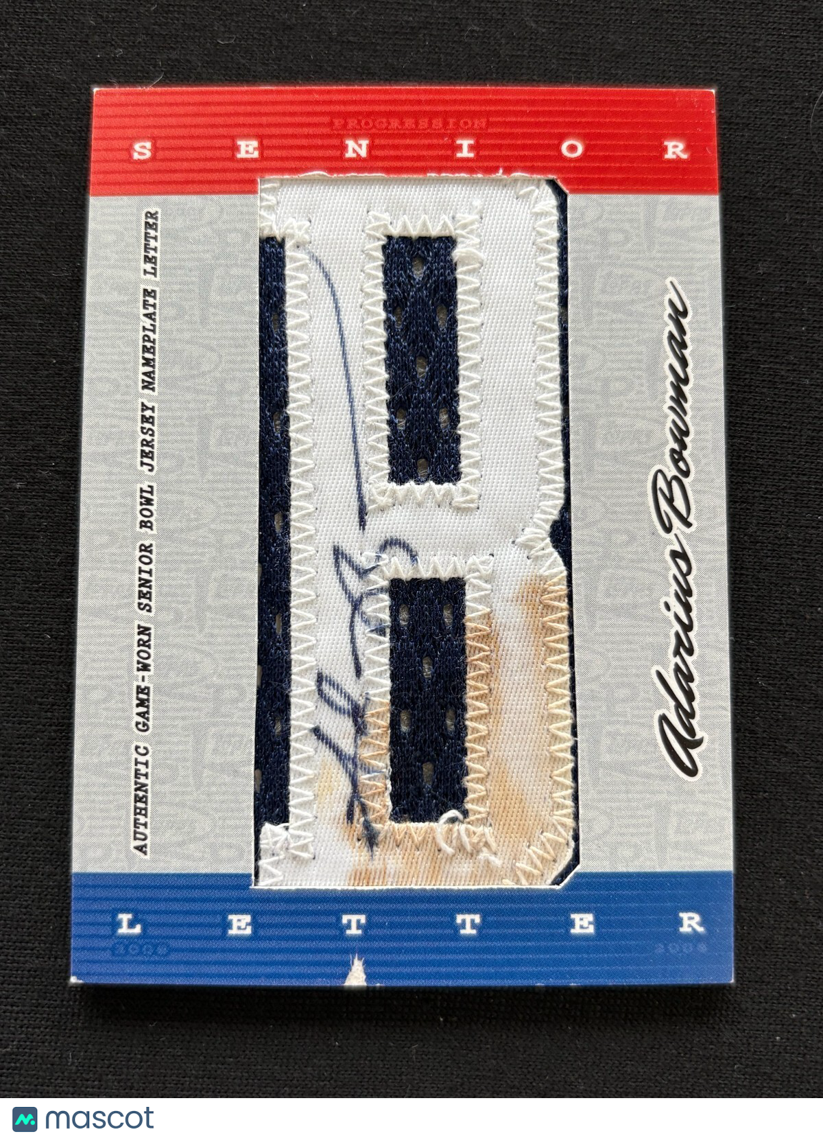 Adarius Bowman 2008 Topps Game Worn Senior Bowl Letter B Patch OSU Cowboys 1/1