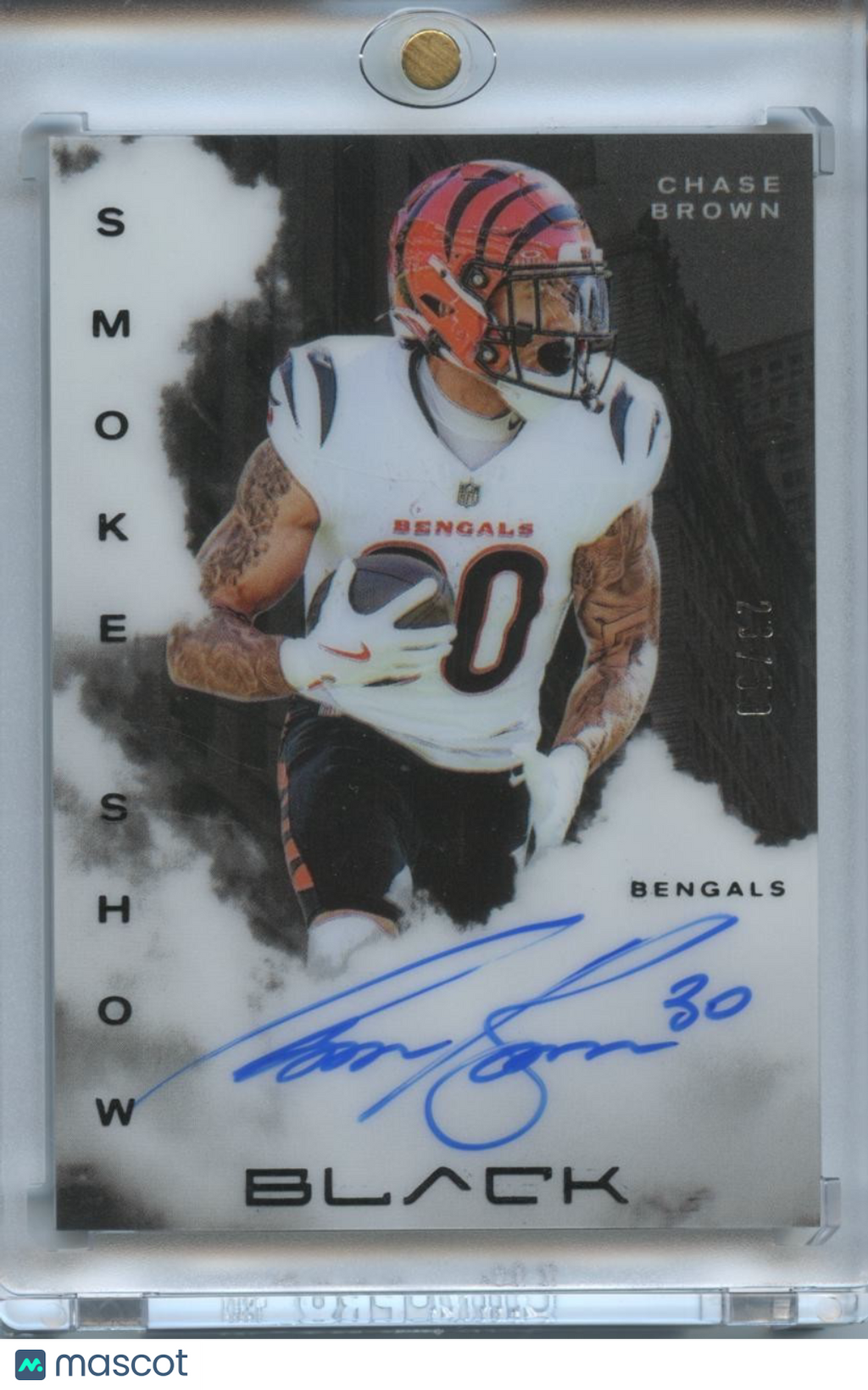Chase Brown 2025 Black Smoke Show On Card Auto Autograph Bengals 23/50