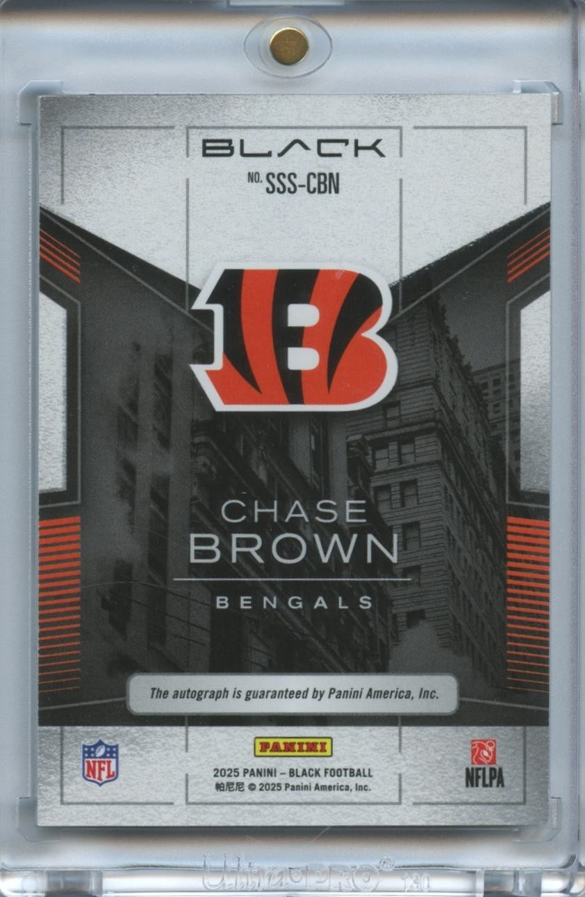 Chase Brown 2025 Black Smoke Show On Card Auto Autograph Bengals 23/50