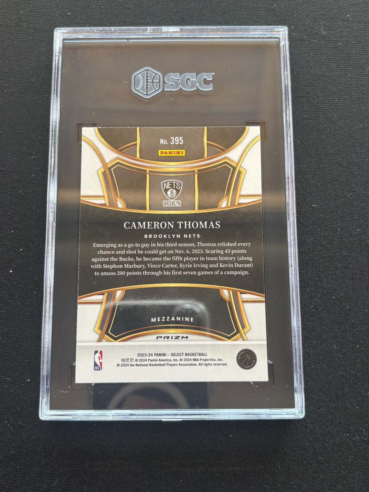 Cameron Thomas 2023-24 Select Mezzanine Zebra Prizm SSP CASE HIT Nets SGC 10