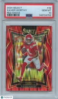 Xavier Worthy 2024 Select Red Shock Prizm Rookie RC KC Chiefs 230/249 PSA 10
