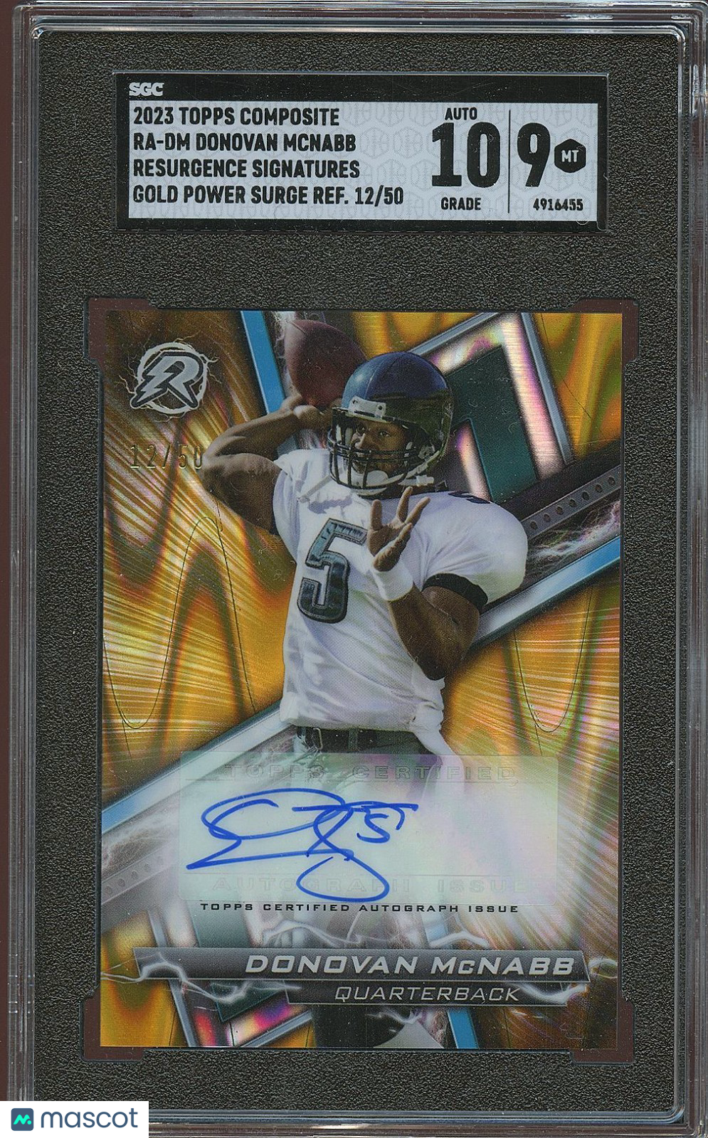 Donovan Mcnabb 2023 Topps Resurgence GOLD Auto Autograph Eagles 12/50 SGC 9