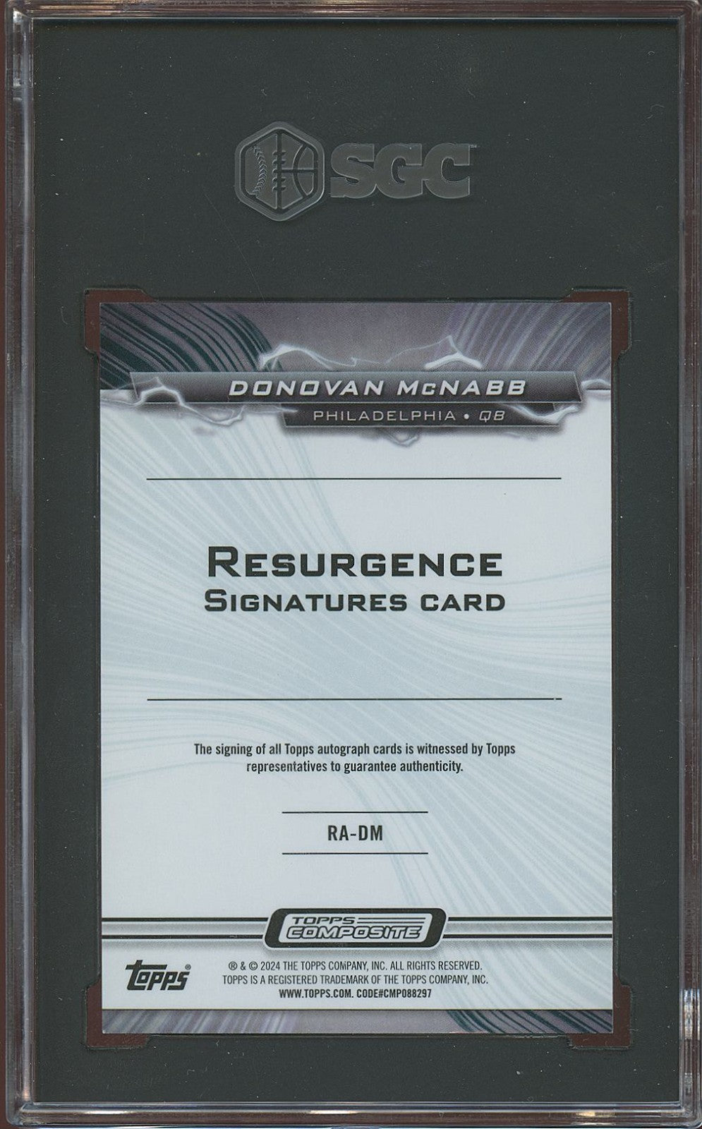 Donovan Mcnabb 2023 Topps Resurgence GOLD Auto Autograph Eagles 12/50 SGC 9