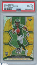 Garrett Wilson 2022 Mosaic GOLD Wave Prizm Rookie RC New York Jets 3/17 PSA 10