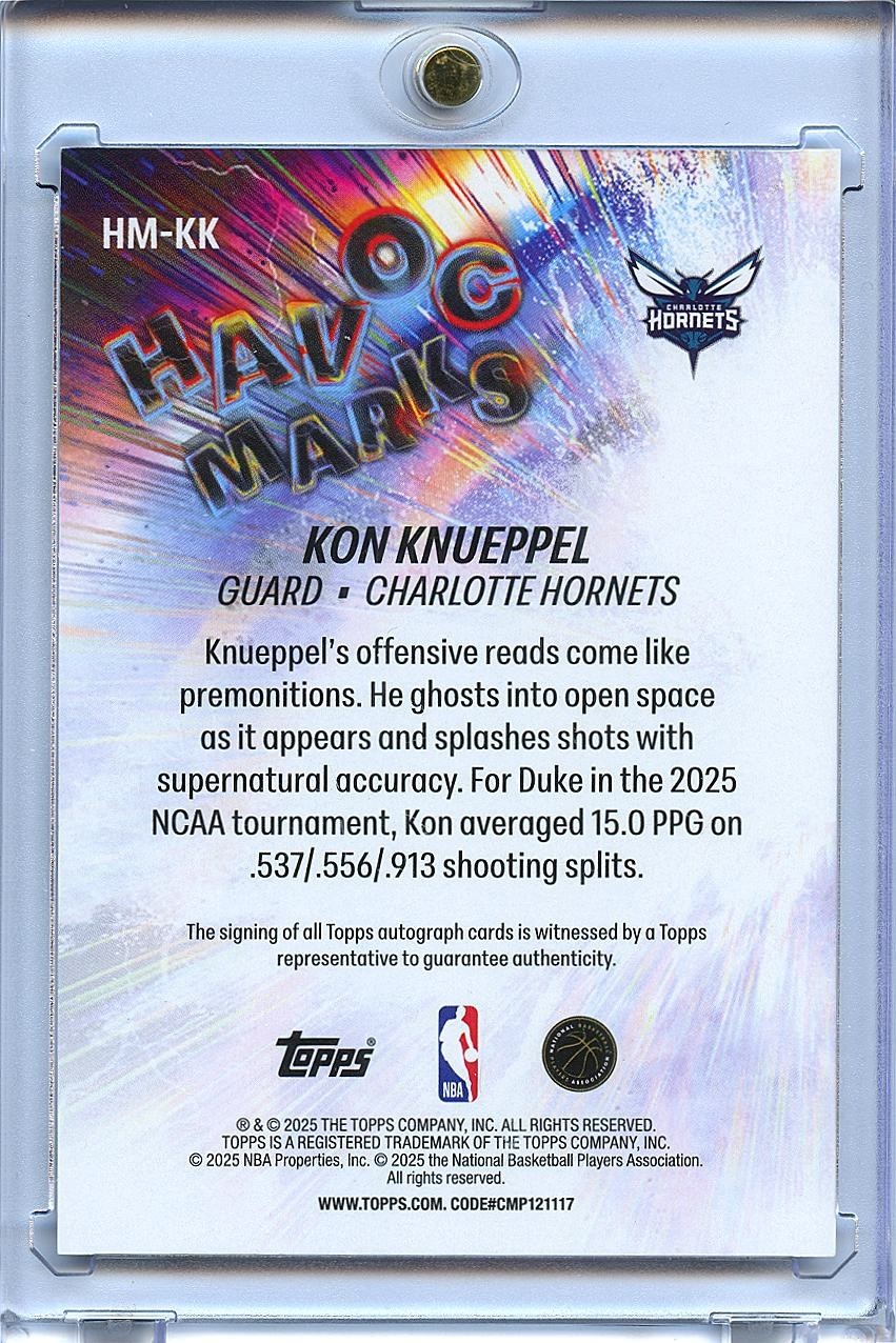 Kon Knueppel 2025-26 Topps Havoc Auto Autograph RC Rookie Hornets