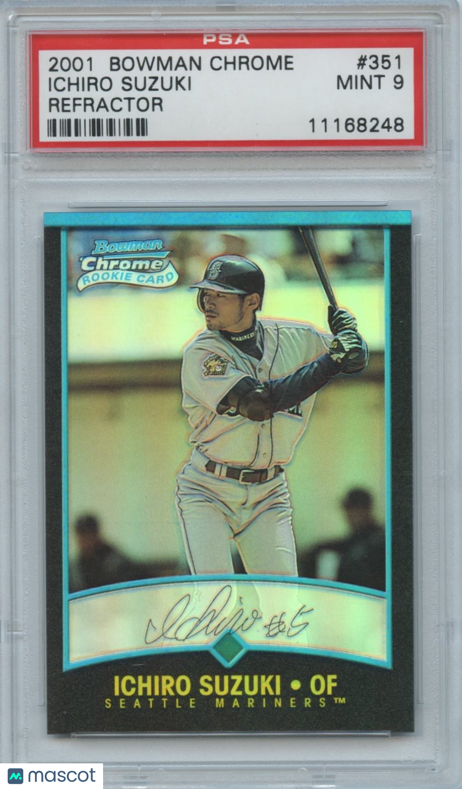 Ichiro Suzuki 2001 Bowman Chrome REFRACTOR Rookie RC Mariners #351 PSA 9
