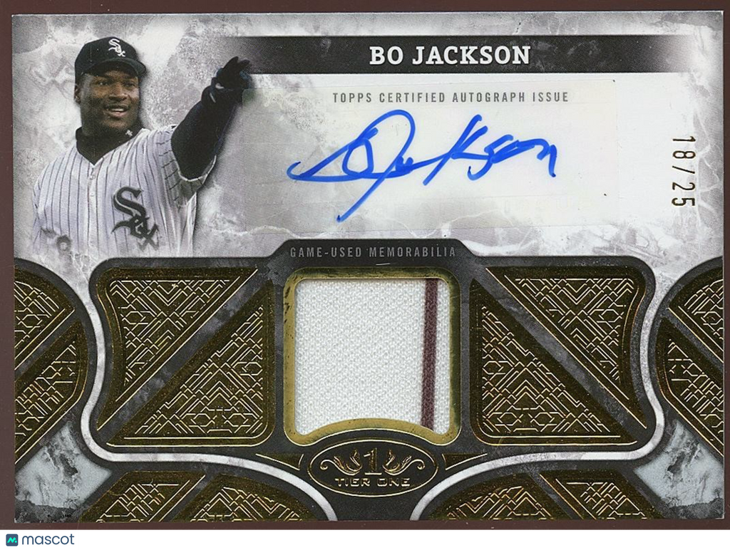 Bo Jackson 2025 Tier One Auto Autograph Game Worn Patch Chicago White Sox 18/25