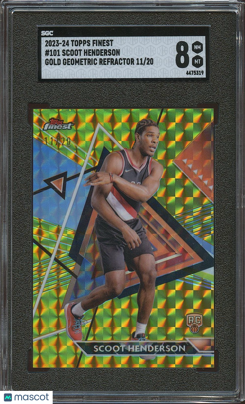 Scoot Henderson 2023-24 Topps Finest GOLD Refractor SSP RC Blazers 11/20 SGC 8