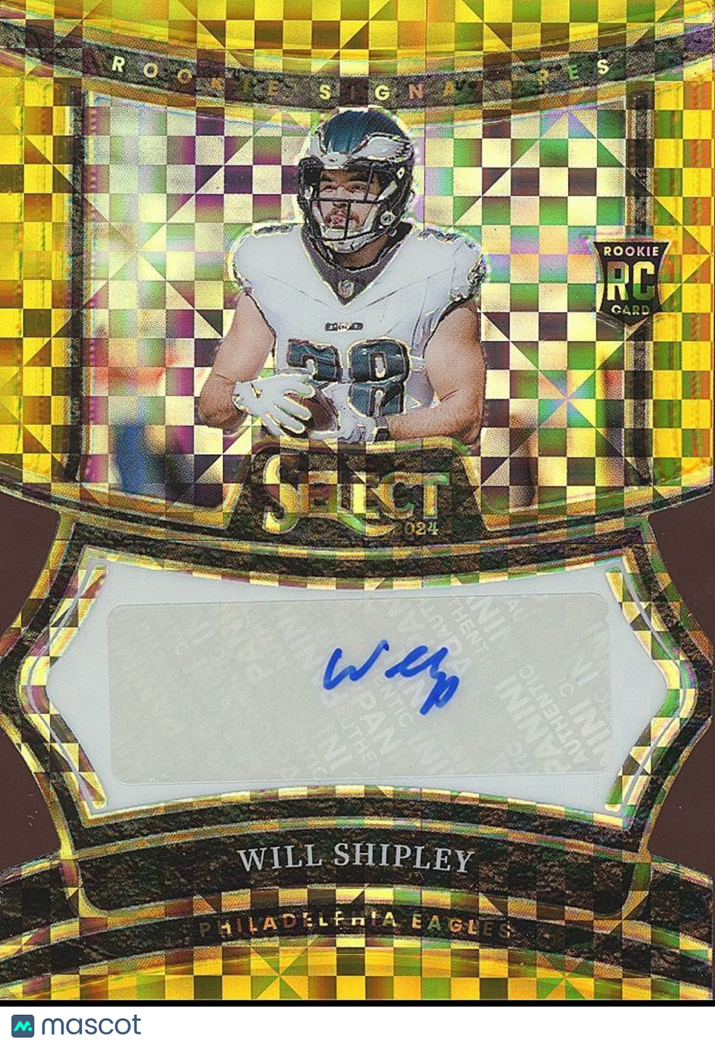 Will Shipley 2024 Select GOLD Auto Autograph Die-Cut RC Philadelphia Eagles 3/10