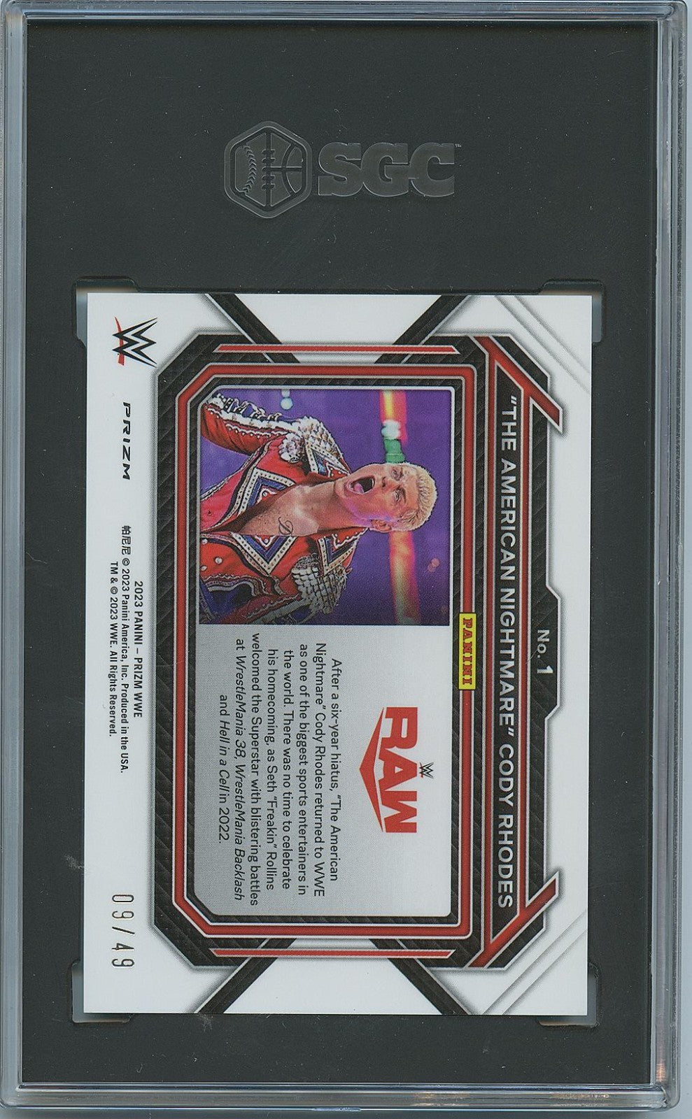The American Nightmare Cody Rhodes 2023 Prizm Teal  WWE Wrestling 9/49 SGC 10