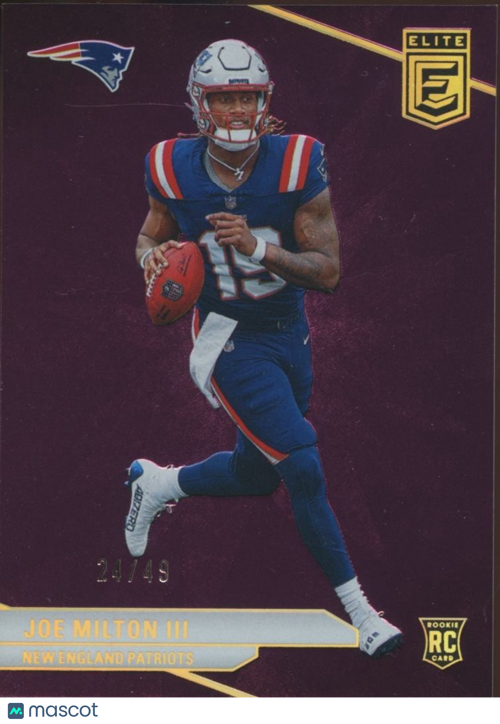 Joe Milton III 2024 Elite Violet Purple Rookie RC Patriots Cowboys 24/49 #115