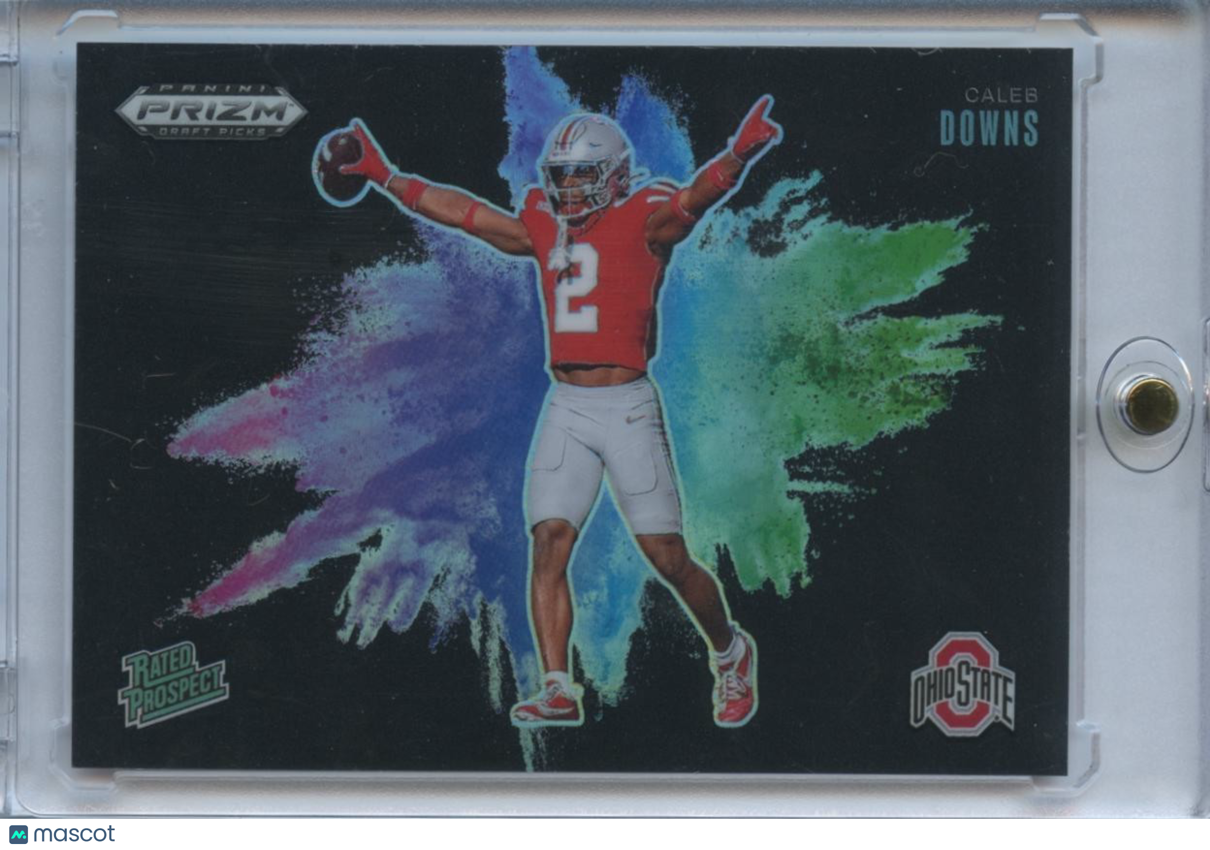 Caleb Downs 2025 Prizm Draft Black COLOR BLAST SSP CASE HIT RC Ohio State