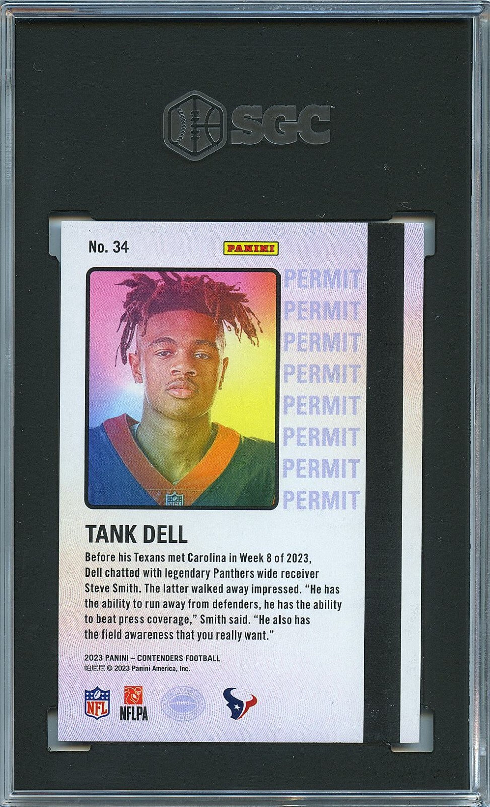 Tank Dell 2023 Contenders Permit To Dominate SSP CASE HIT RC Texans SGC 9.5