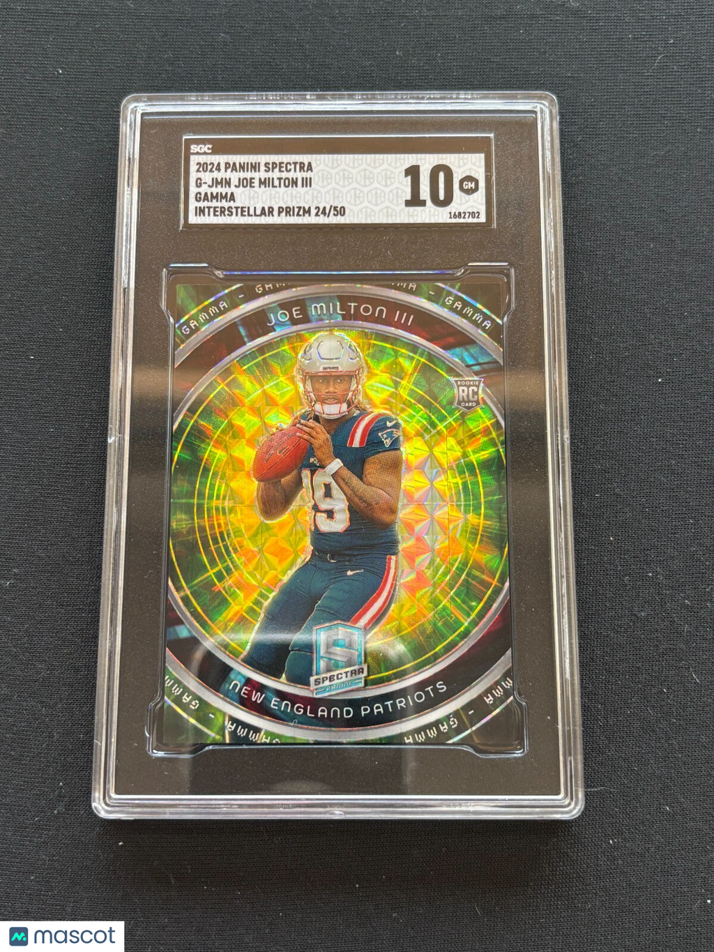 Joe Milton 2024 Spectra Gamma Interstellar RC Rookie NE Patriots 24/50 SGC 10