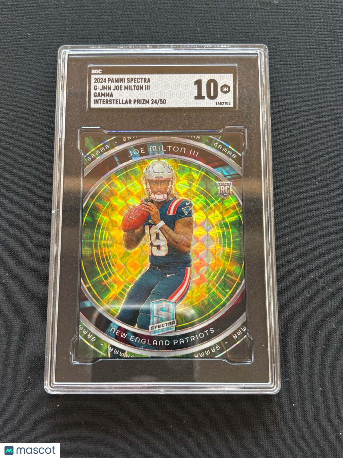 Joe Milton 2024 Spectra Gamma Interstellar RC Rookie NE Patriots 24/50 SGC 10