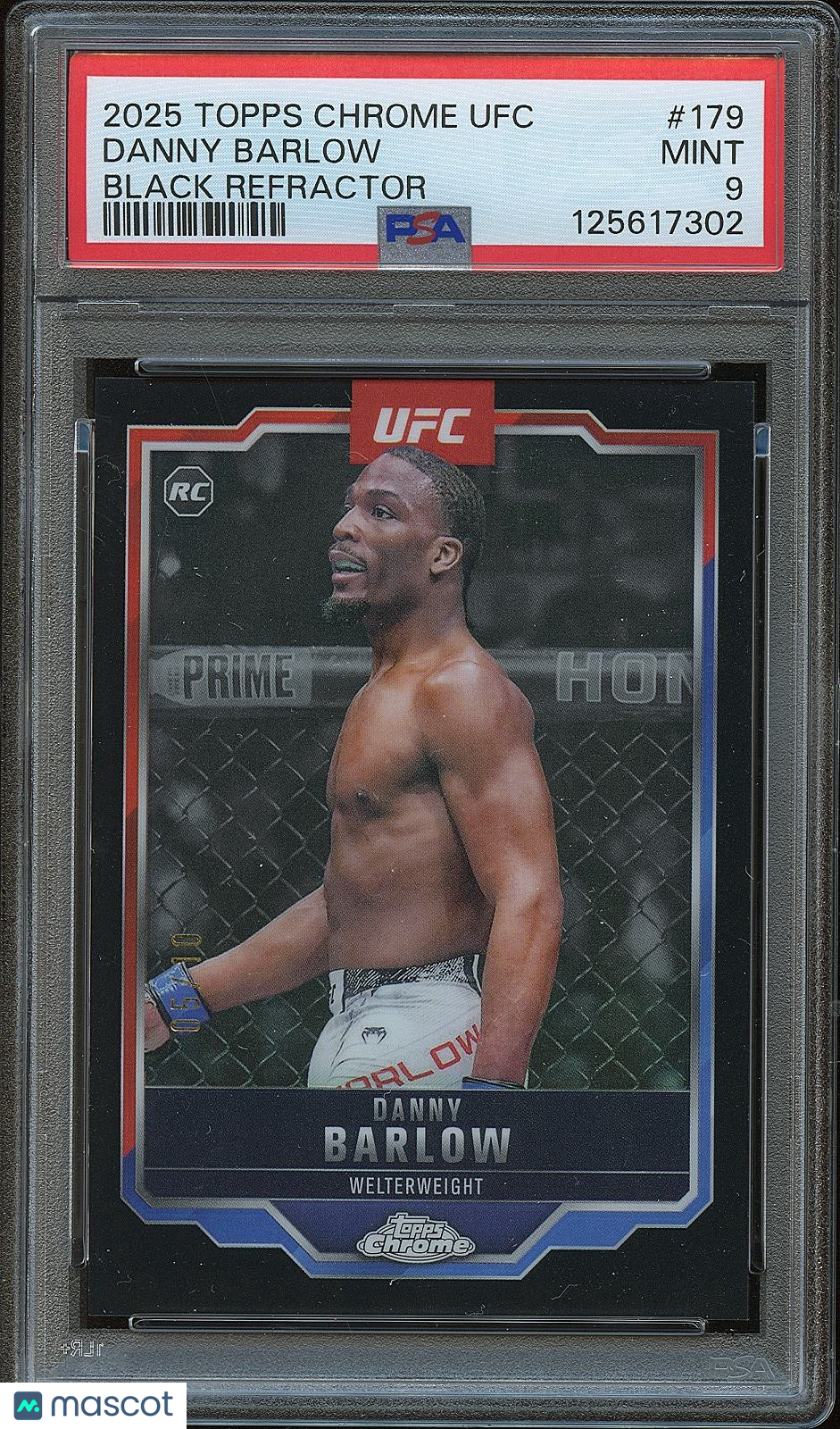 Danny Barlow 2025 Topps Chrome Black Refractor Rookie RC UFC MMA 5/10 PSA 9