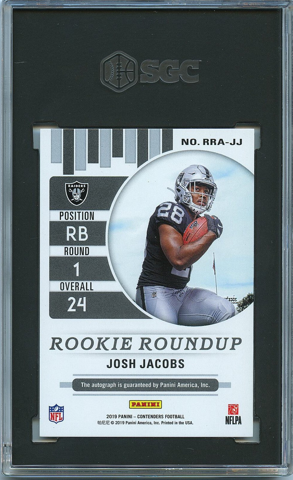 Josh Jacobs 2019 Contenders Roundup On Card Auto Autograph Raiders 24/49 SGC 9.5