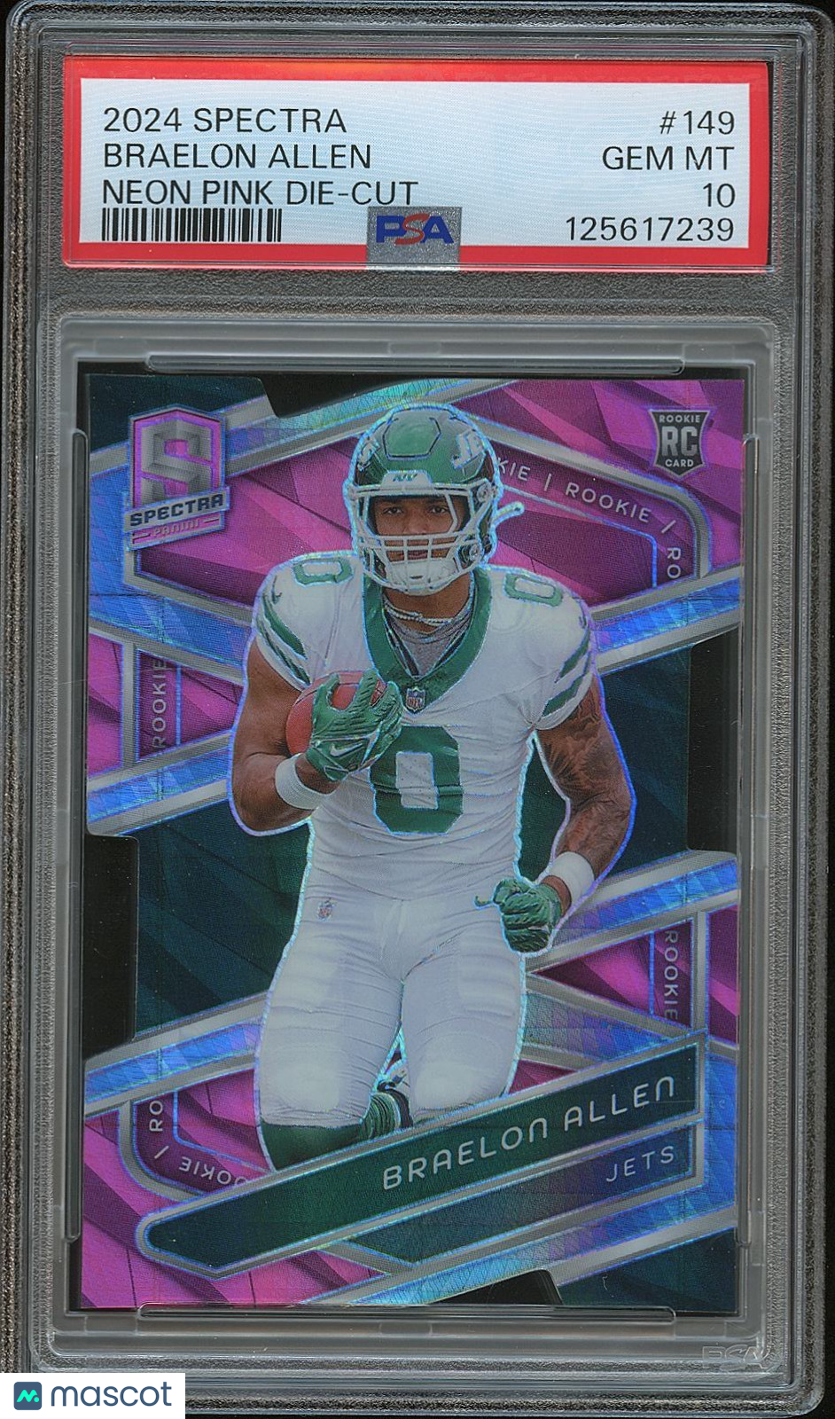 Braelon Allen 2024 Spectra Neon Pink Prizm Rookie RC New York Jets PSA 3/20 10
