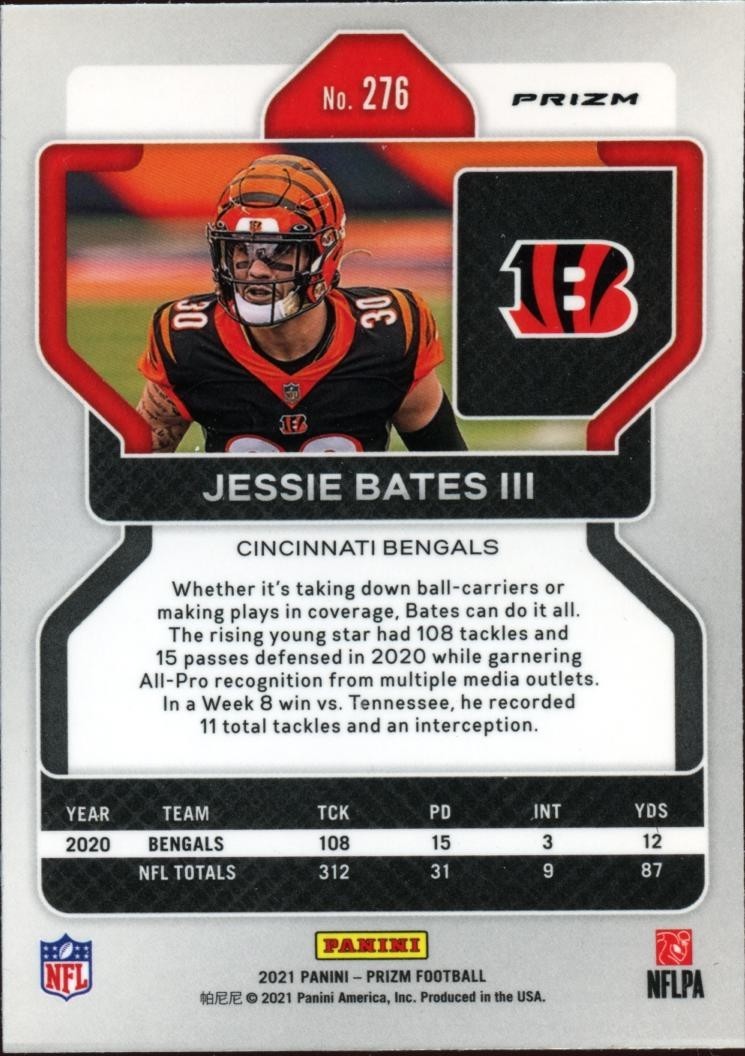 Jessie Bates III 2021 Prizm Retail Blue Prizm SSP Cincinnati Bengals #276
