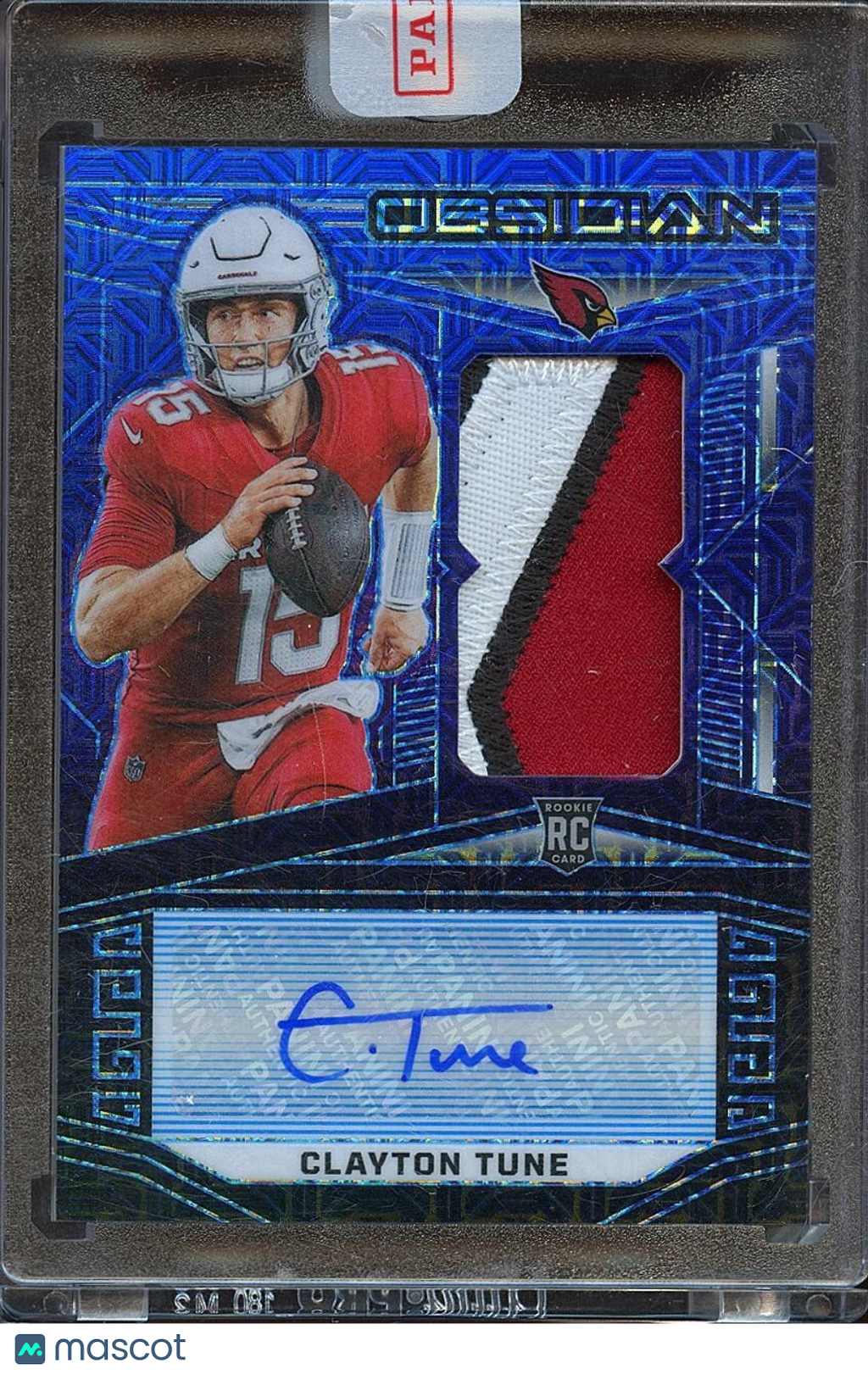 Clayton Tune 2023 Obsidian Auto Autograph Patch RC SSP Arizona Cardinals 1/5