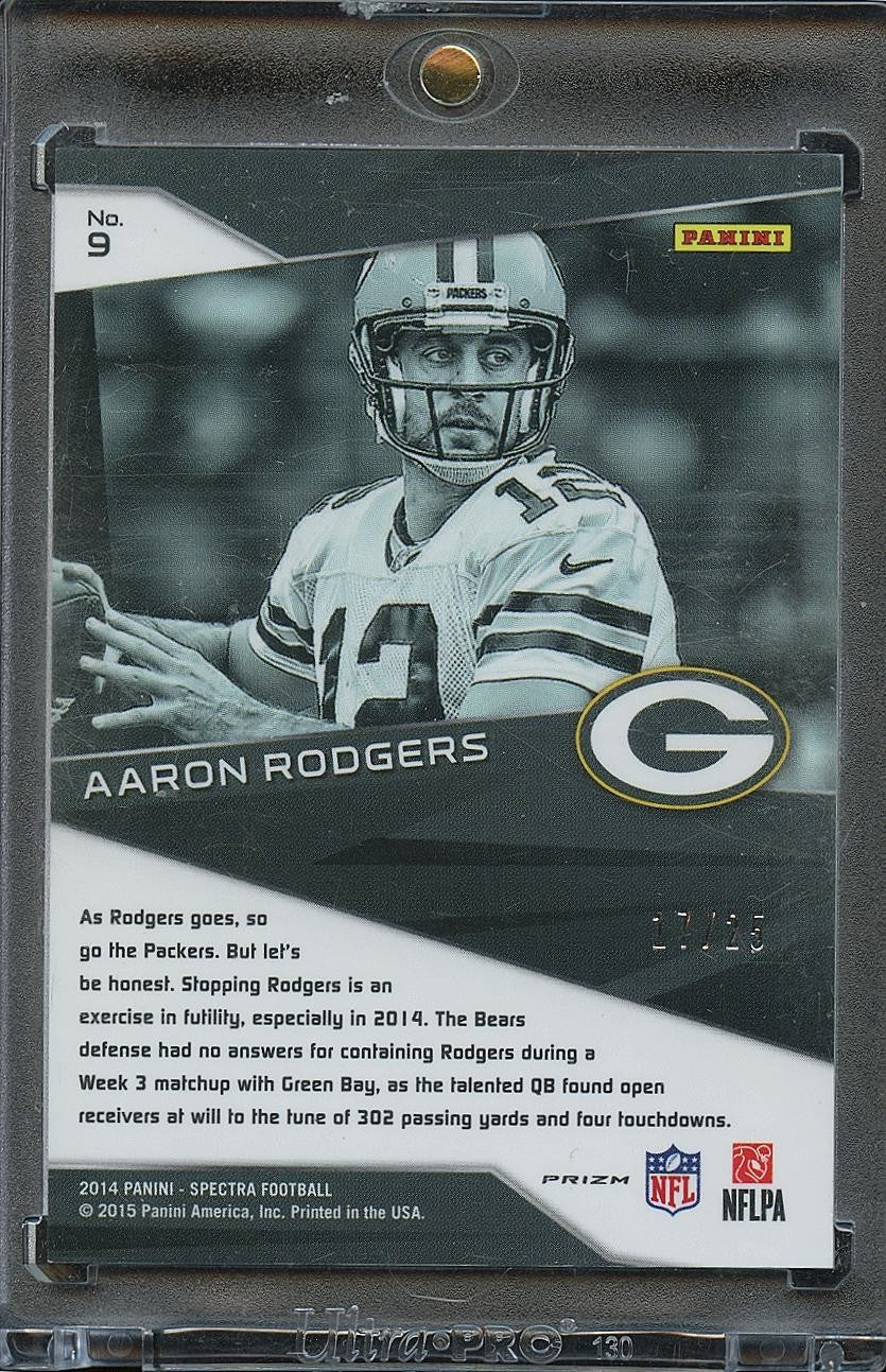 Aaron Rodgers 2014 Spectra Cornerstones GOLD Prizm Green Bay Packers 17/25