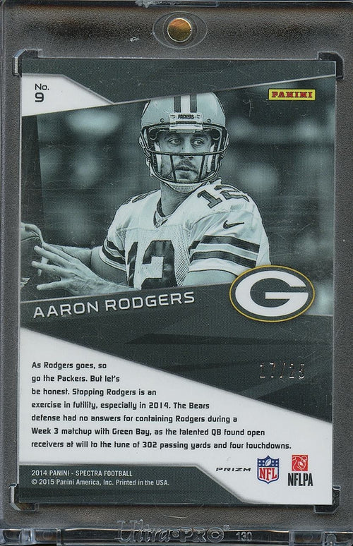 Aaron Rodgers 2014 Spectra Cornerstones GOLD Prizm Green Bay Packers 17/25