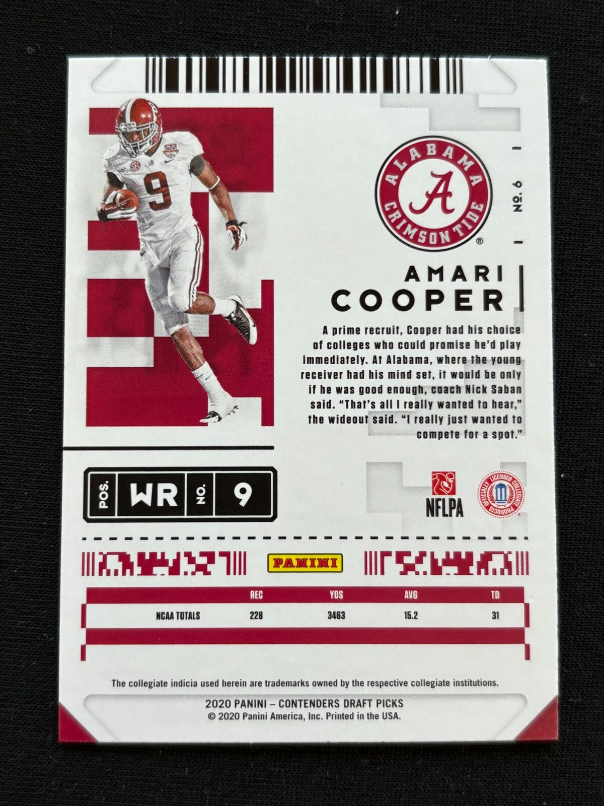 Amari Cooper 2020 Contenders GALACTIC CASE HIT SSP Alabama Crimson Tide