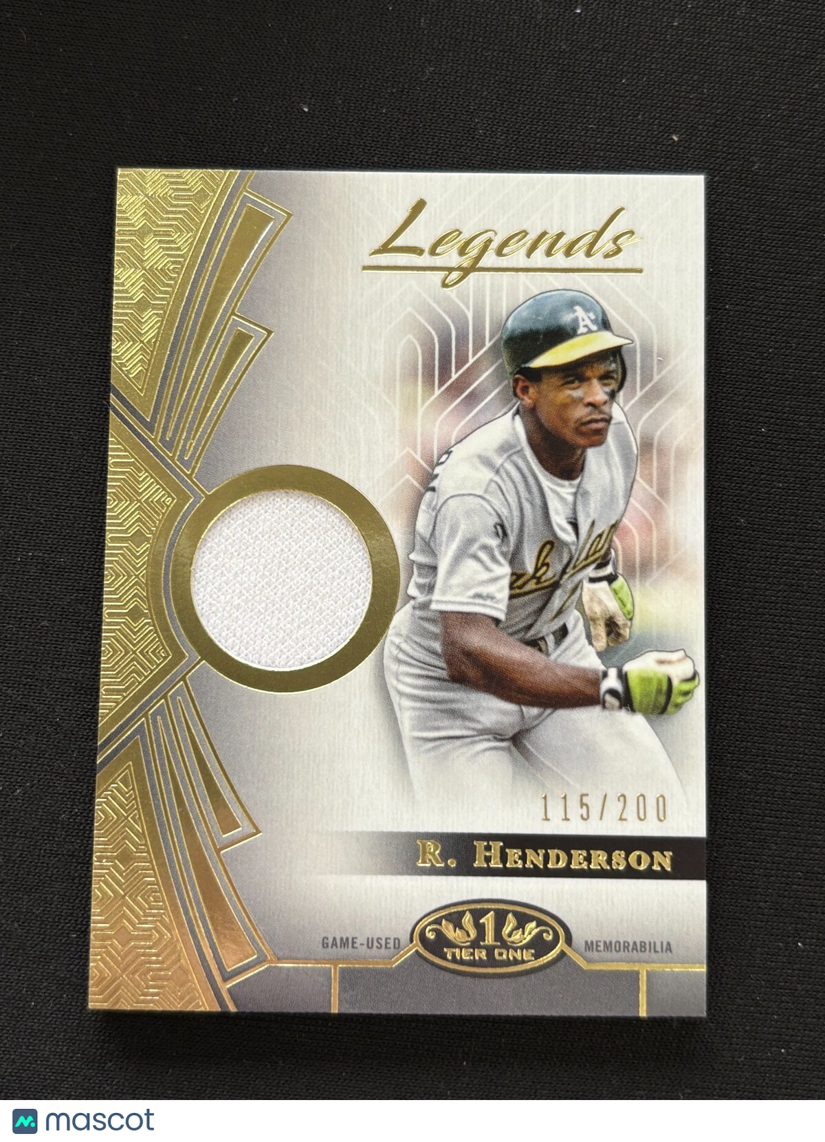 Rickey Henderson 2023 Tier One Game Worn Jersey Patch Athletics 115/200
