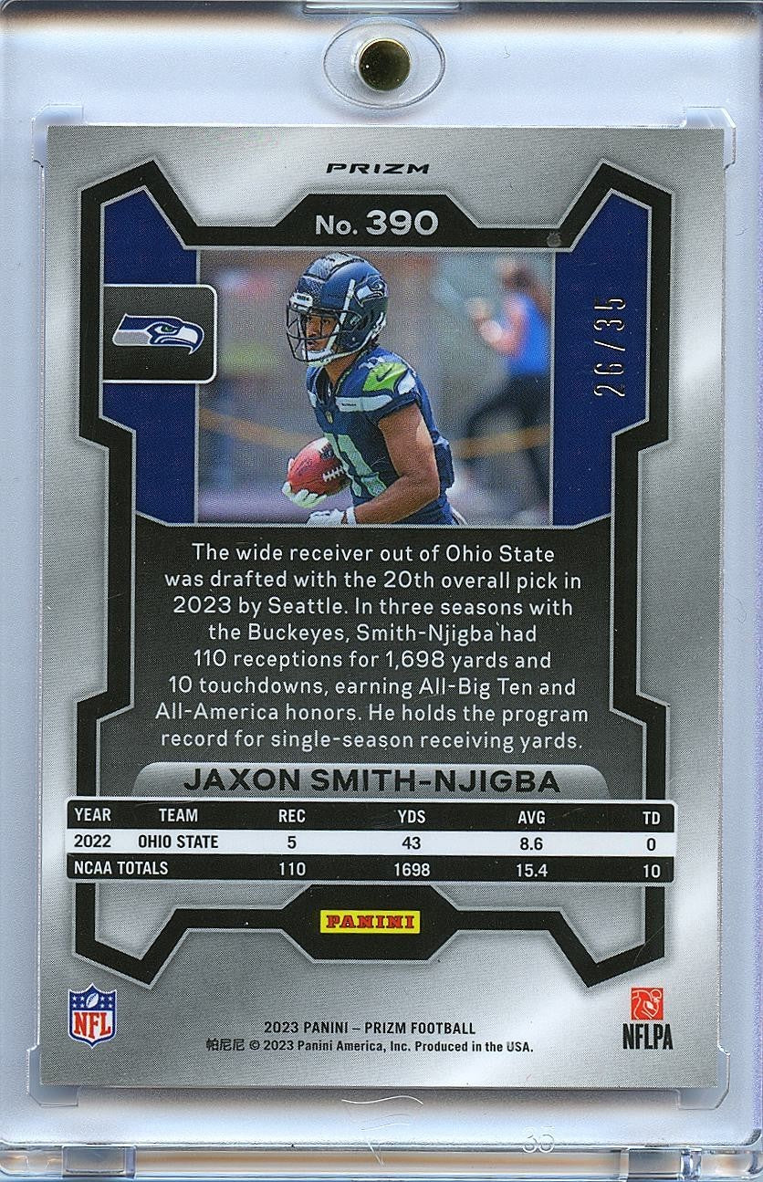 Jaxon Smith-Njigba 2023 Prizm No Huddle Purple Disco Prizm Rookie  Seahawks /35