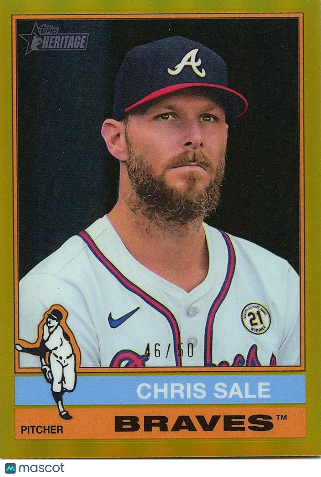 Chris Sale 2025 Topps Heritage GOLD Refractor Atlanta Braves