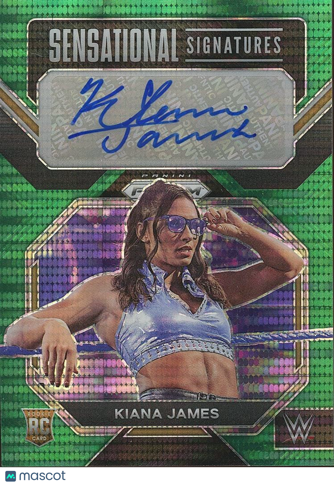 Kiana James 2023 Prizm Auto Autograph RC Green Pulsar Rookie WWE Wrestling 8/10
